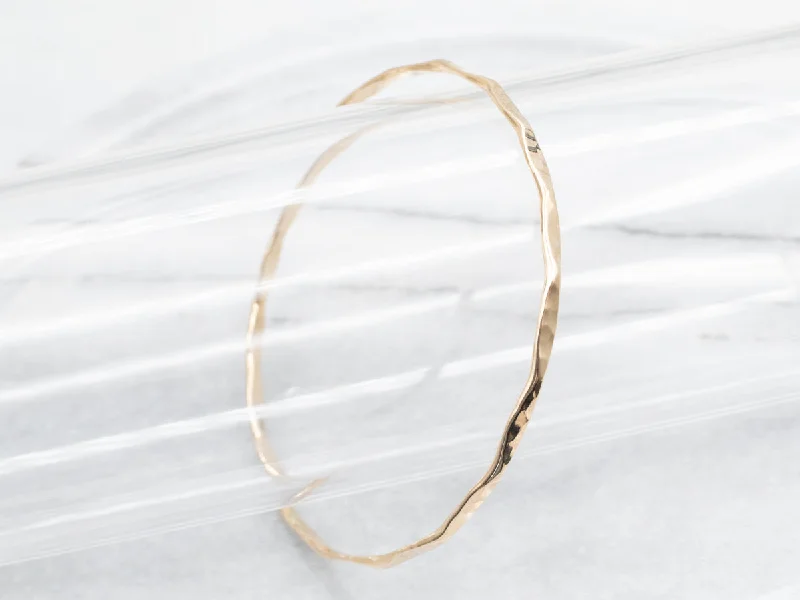 Ladies Wedding Bracelets -Simple Gold Hammered Bangle Bracelet