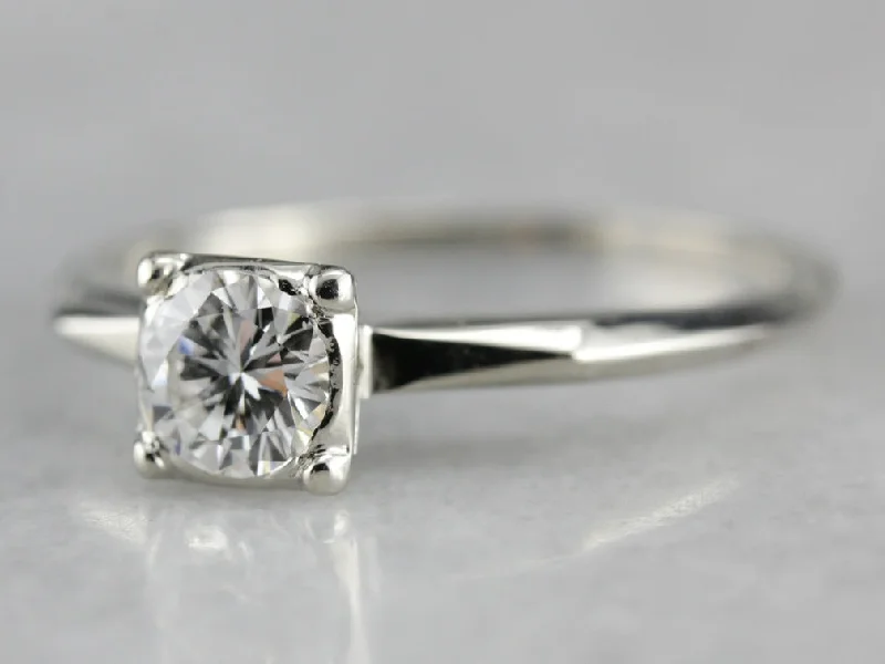 Understated Elegance Engagement Rings -Vintage Diamond Solitaire Engagement Ring