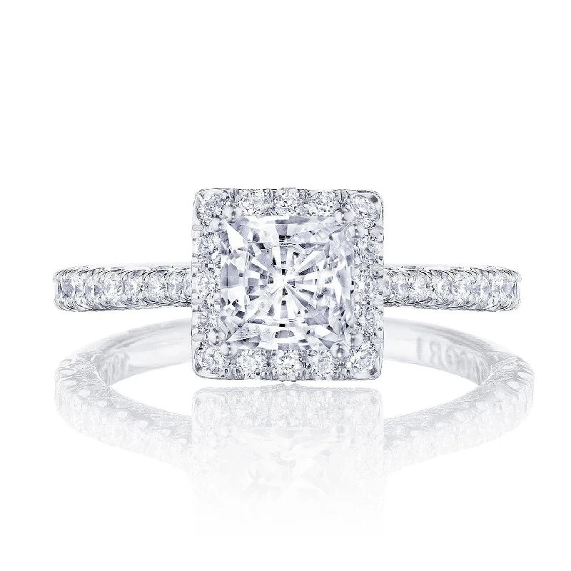 Rigid Engagement Rings -Petite Crescent | Princess Bloom Engagement Ring HT2571PR55