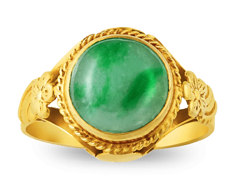 Playful Style Rings -Retro Jade Ring, 3.75 Carats