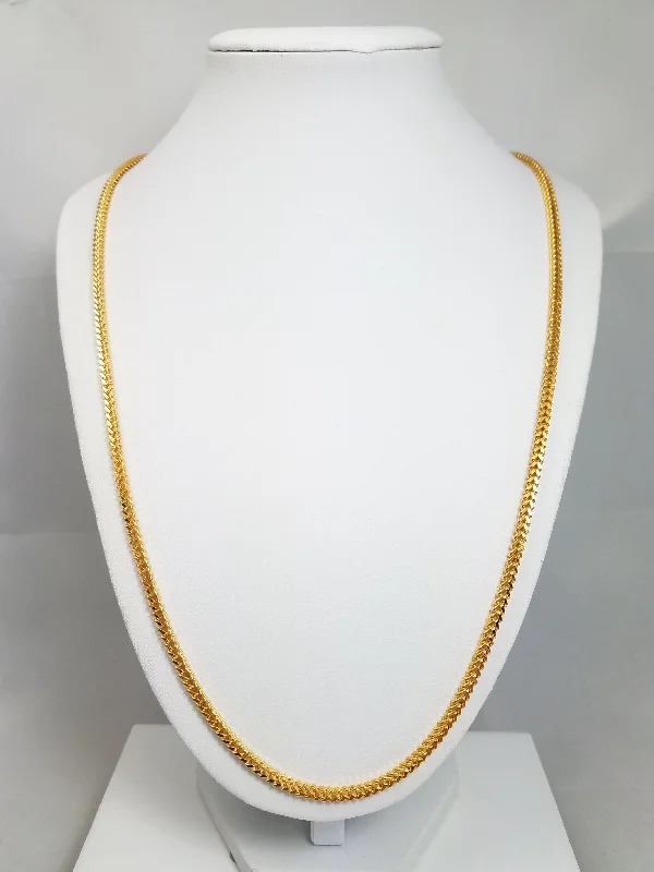 Ladies Necklaces with Olive Idocrase-26" Solid 22k Yellow Gold Franco Link Chain Necklace