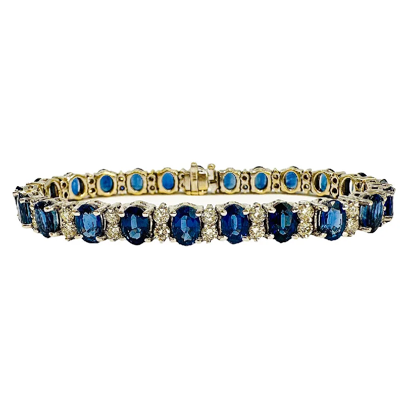 Ladies Bird Bracelets -18K White Gold Sapphire and Diamond Tennis Bracelet