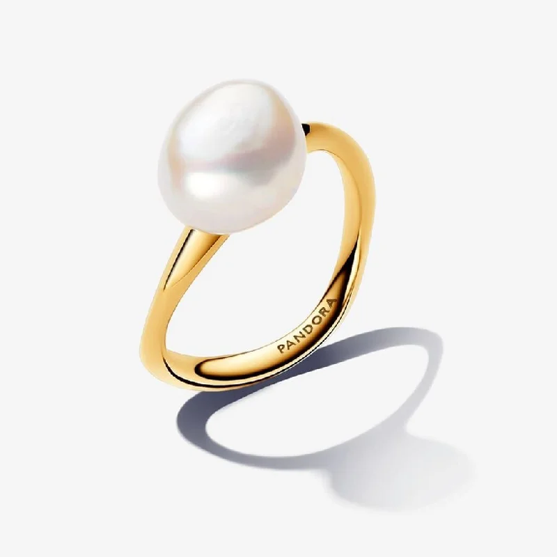 Victorian Era Rings -PANDORA : PANDORA ESSENCE Baroque Pearl Stacking Ring Set in Gold