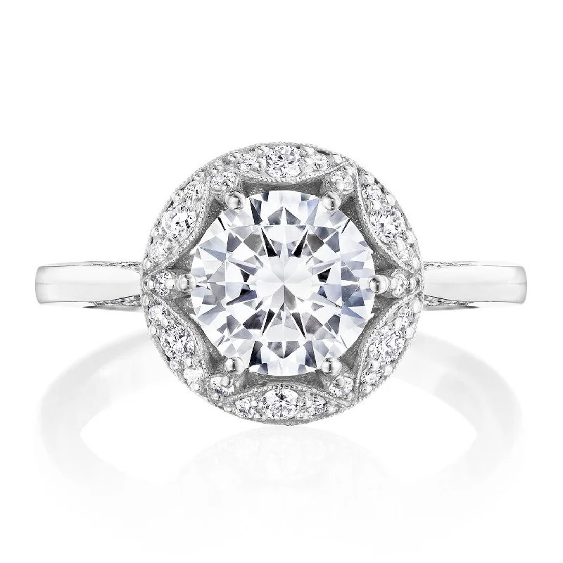 Everyday Engagement Rings -Crescent Chandelier | Round Bloom Engagement Ring HT2567RD75