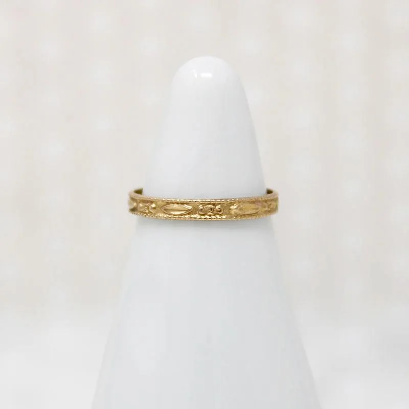 High Shine Rings -Pretty Posy Engraved Gold Tiny Ring