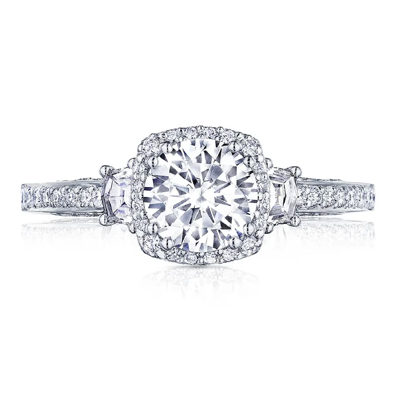 Classic Timeless Engagement Rings -Dantela | Round with Cushion 3-Stone Engagement Ring 2662CU65