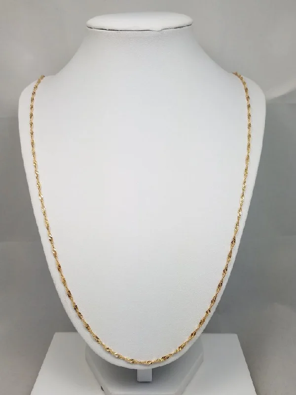 Ladies Necklaces with Hidden Locket-Classic 27" Solid 18k Yellow Gold Singapore Link Chain Necklace