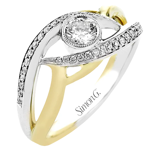 Ethnic Engagement Rings -Round-Cut Split-Shank Engagement Ring In 18k Gold With Diamonds LR3070