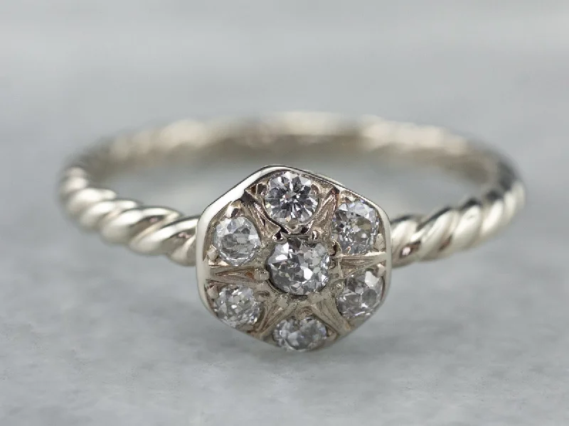 Unique Engagement Rings -Starburst Diamond Halo Engagement Ring