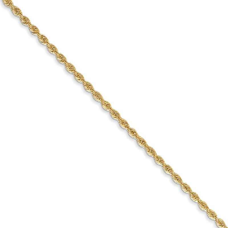 Ladies Cubic Zirconia Bracelets -1.75mm 14k Yellow Gold Classic Solid Rope Chain Bracelet & Anklet