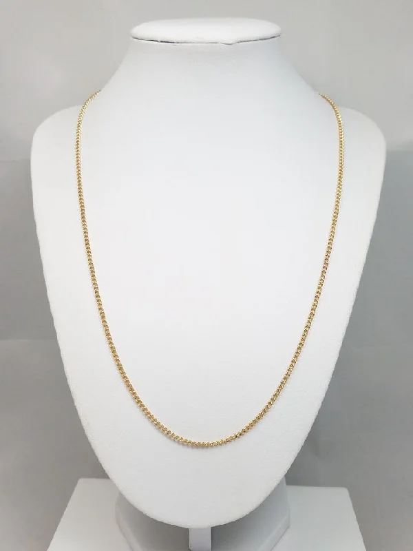 Ladies Necklaces Pure Sterling-Stylish 14k Yellow Gold Solid Curb Link 21" Necklace