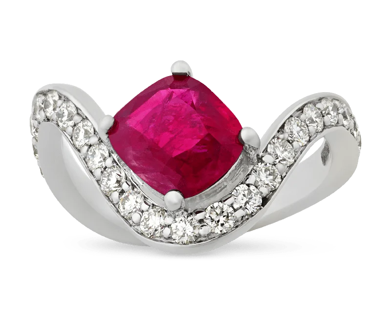 Matte Finish Rings -Burma Ruby Ring, 2.39 Carats