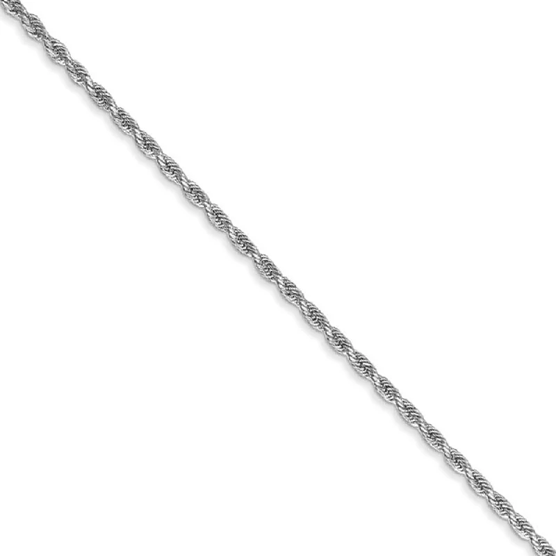 Ladies Fairy Bracelets -1.5mm 14k White Gold Solid Diamond Cut Rope Chain Bracelet & Anklet