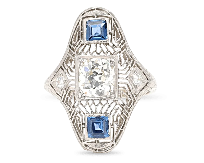 Magical Design Rings -Art Deco Yogo Sapphire Ring