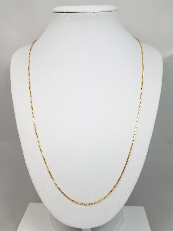 Ladies Necklaces for Culinary Arts-Solid Box Link 21.75" Necklace in 18k Yellow Gold