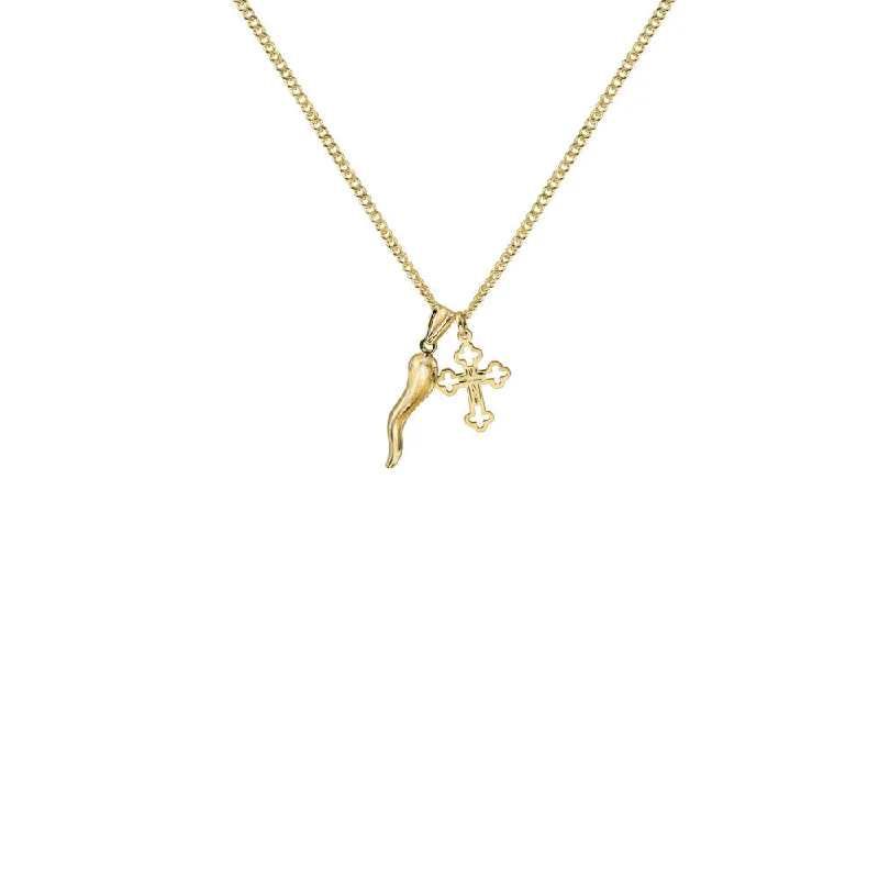 Ladies Necklaces Glossy Shine-THE CORNICELLO CROSS NECKLACE