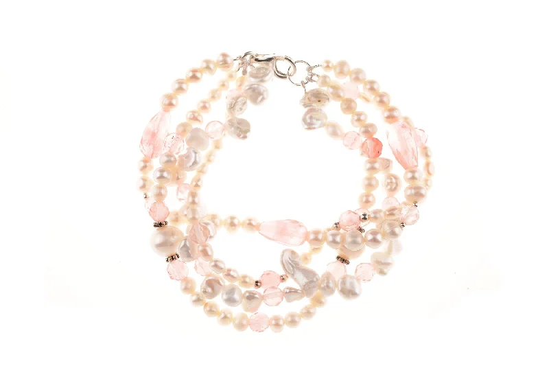 Ladies Couple Bracelets -White Pearl & Kunzite Bracelet