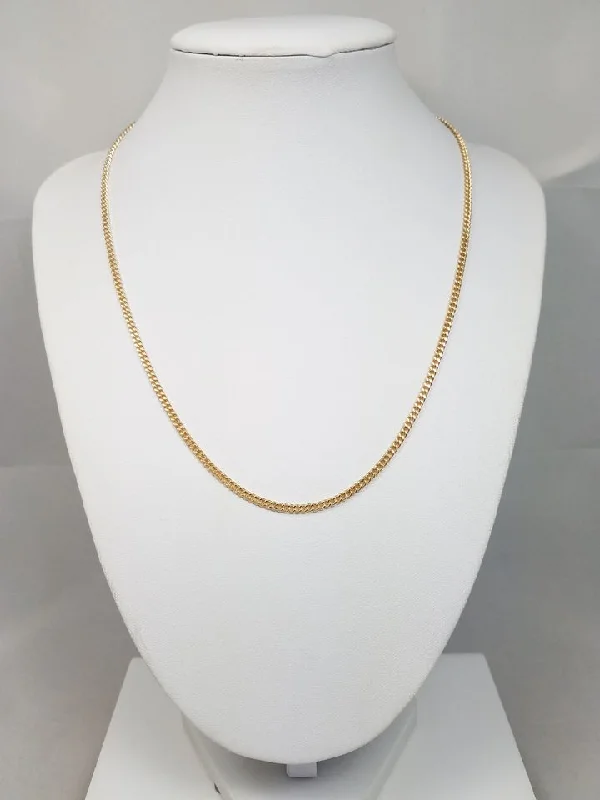 Ladies Necklaces for Dance Night-14k Yellow Gold Solid Curb Link 17.5" Necklace