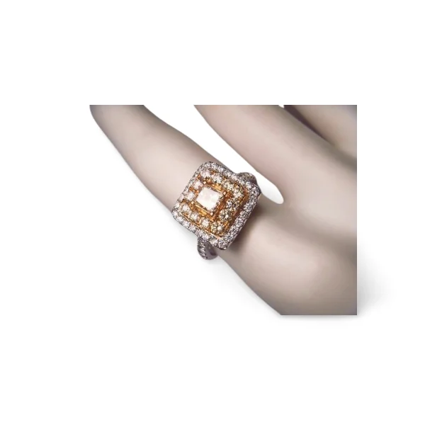 Nature Theme Rings -Exquisite 18K White 2-Tone Gold Square Diamond Designer Ring Band