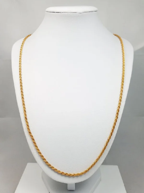 Ladies Necklaces with White Thaumasite-Striking 14k Yellow Gold Braided 24" Necklace