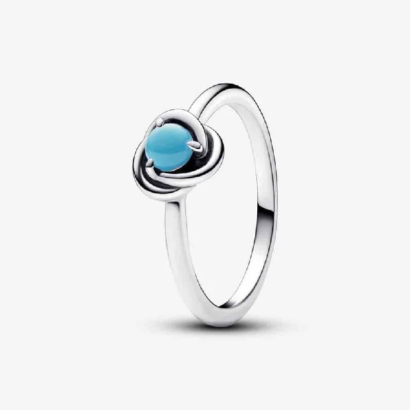 Tungsten Carbide Rings -PANDORA : December Turquoise Blue Eternity Circle Ring