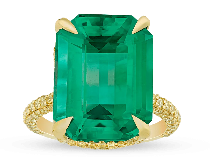 Pink Gem Rings -Colombian Emerald Ring, 13.67 Carats