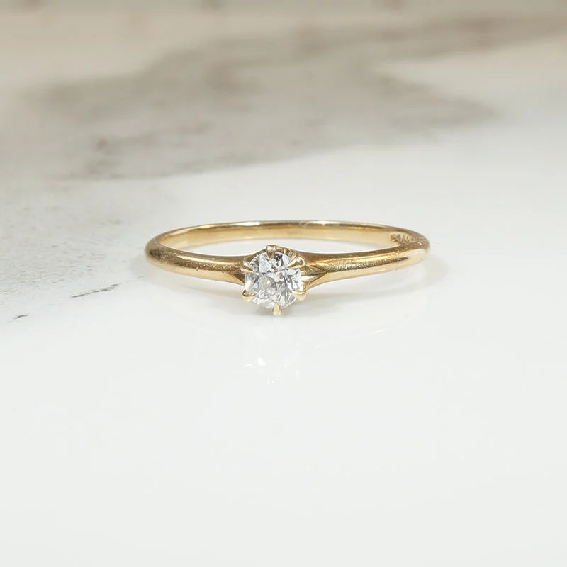 Oxidized Metal Rings -Petite Old Mine Cut Diamond Solitaire Ring