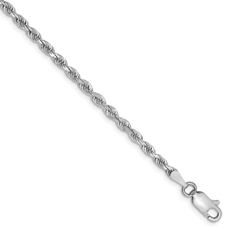 Ladies Forest Bracelets -2.75mm, 14k White Gold D/C Quadruple Rope Chain Anklet or Bracelet