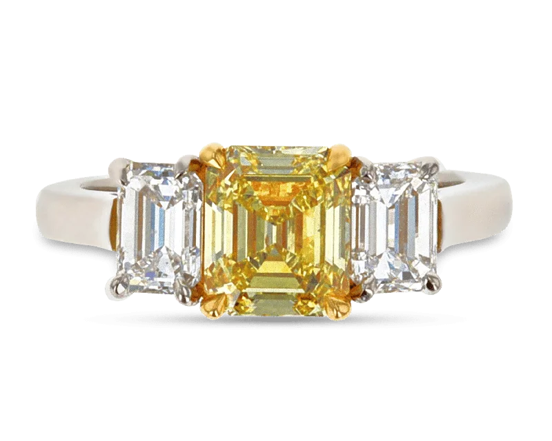 Resin Crafted Rings -Fancy Intense Yellow Diamond Ring, 1.53 Carats