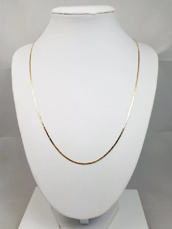 Ladies Necklaces Abstract Shapes-Classic 19.75" Solid 14k Yellow Gold Serpentine Link Chain Necklace