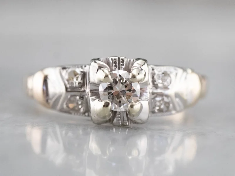 Small Engagement Rings -Retro Era Diamond Engagement Ring