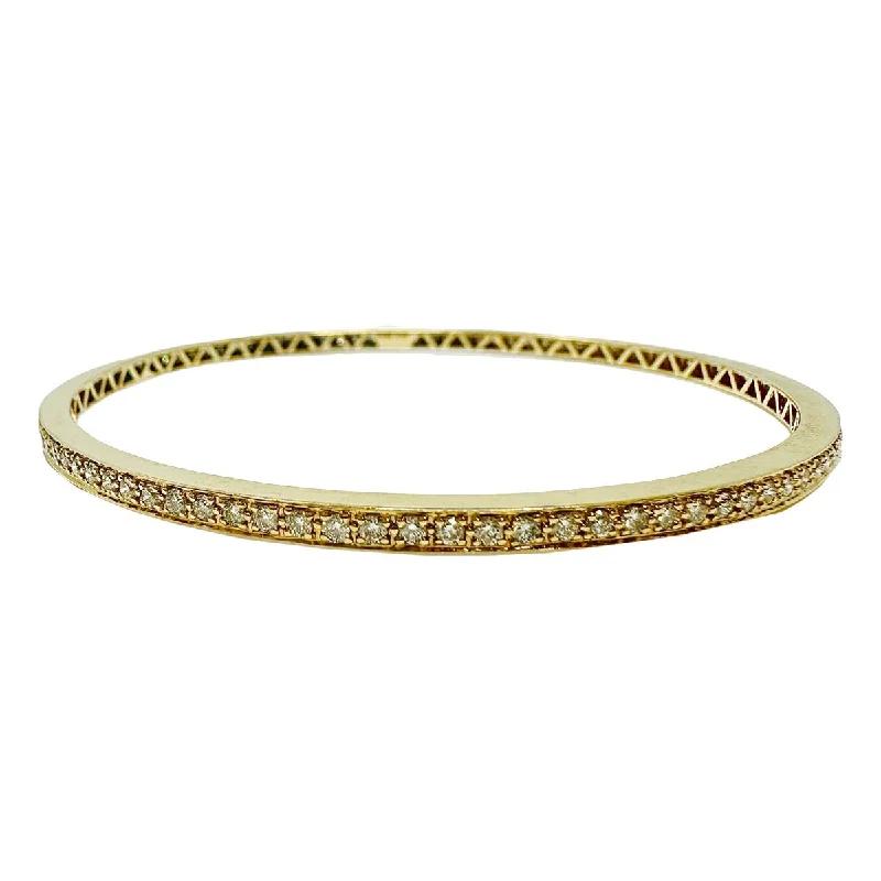 Ladies Ethnic Bracelets -18K Gold Bangle Bracelet with 100 Full Cut Diamonds