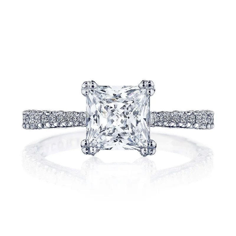 Affordable Engagement Rings -Petite Crescent | Princess Solitaire Engagement Ring HT2578PR65