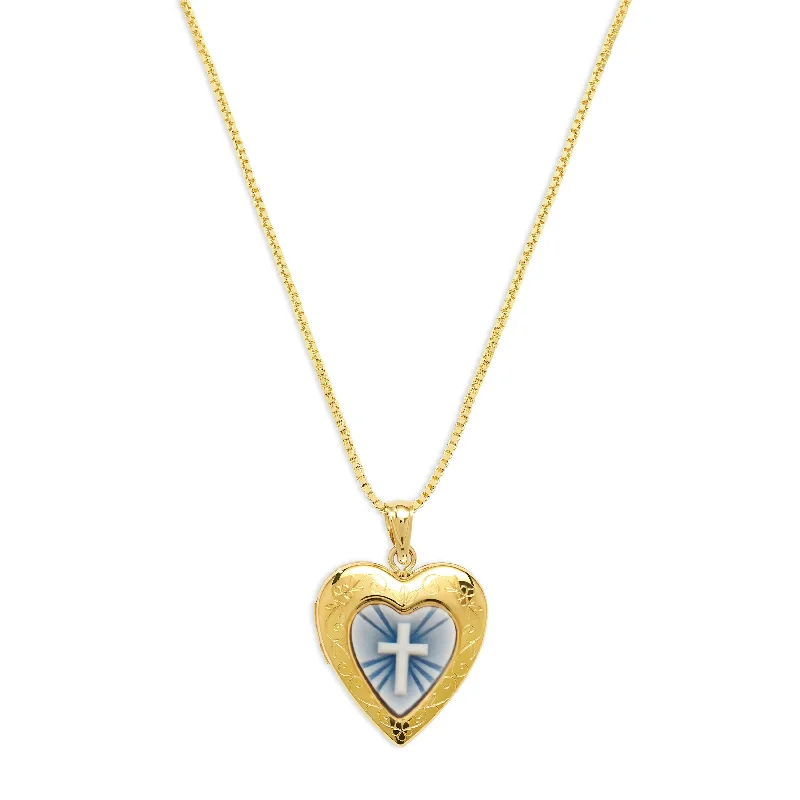 Ladies Necklaces with Crimson Zincite-THE BLUE CROSS PHOTO LOCKET NECKLACE