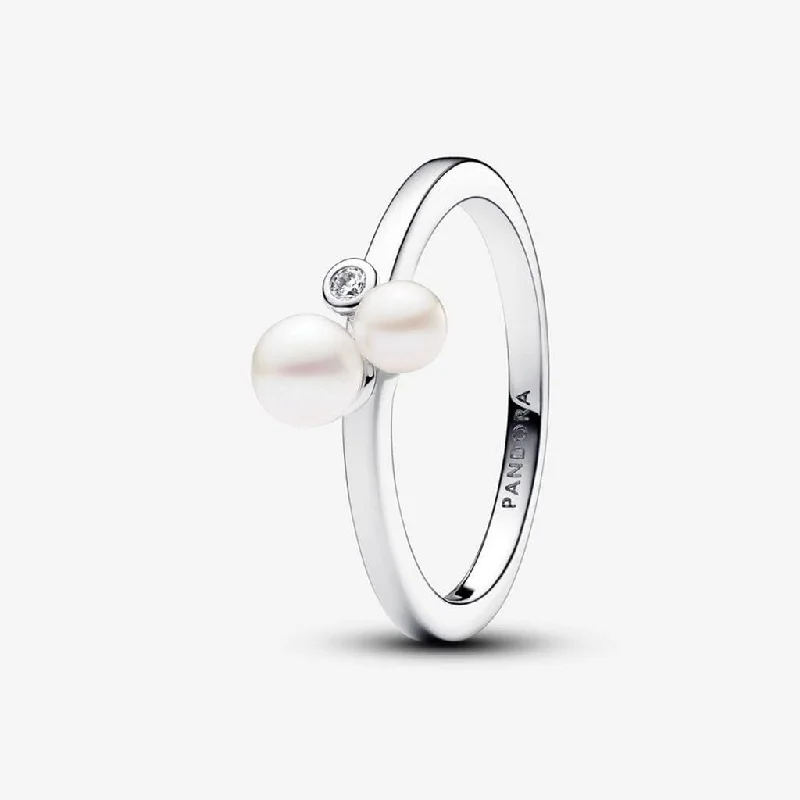 Fantasy Theme Rings -PANDORA : Duo Treated Freshwater Cultured Pearls Ring - Sterling Silver