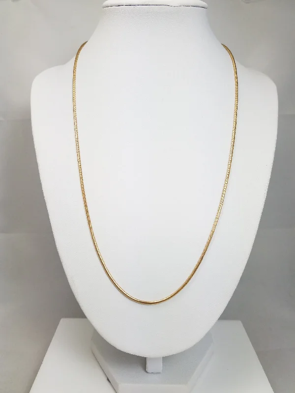 Ladies Necklaces with Green Grandidierite-Classic 20.5" Solid 14k Yellow Gold Snake Chain Necklace Italy