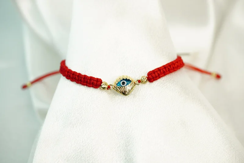 Ladies Sparkly Bracelets -14k Eye with Red Adjustable Bracelet