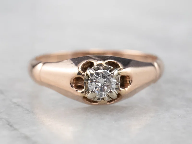 Striking Engagement Rings -Buttercup Diamond Rose Gold Solitaire Engagement Ring