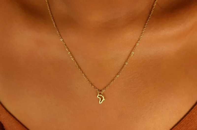 Ladies Necklaces for Proud Moms-Doyin Africa Outline (18ct Gold Plated) Stainless Steel Necklace