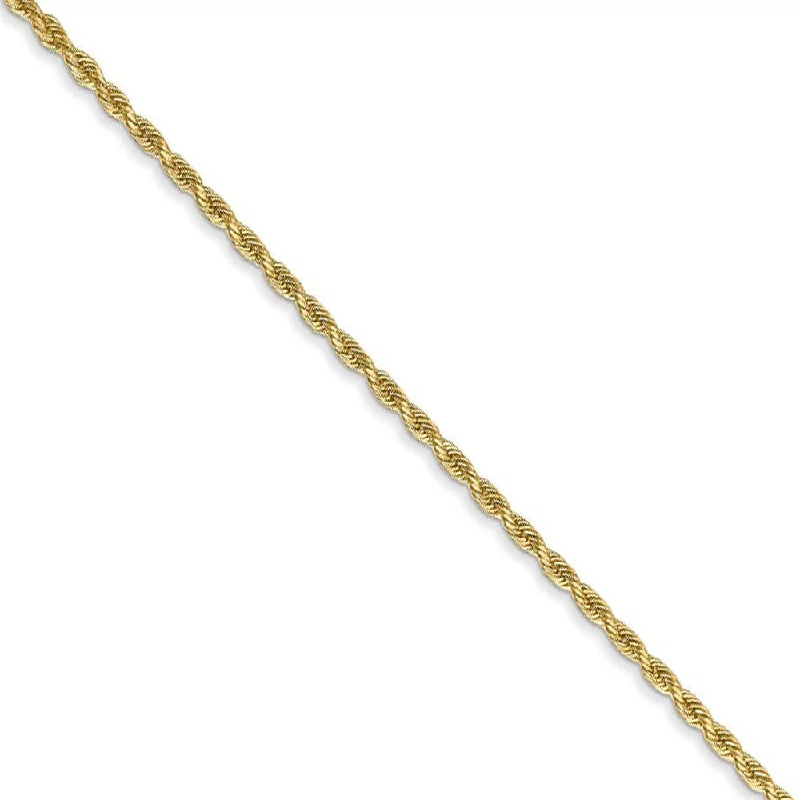 Ladies Silk Bracelets -1.3mm 14k Yellow Gold Solid Diamond Cut Rope Chain Bracelet & Anklet