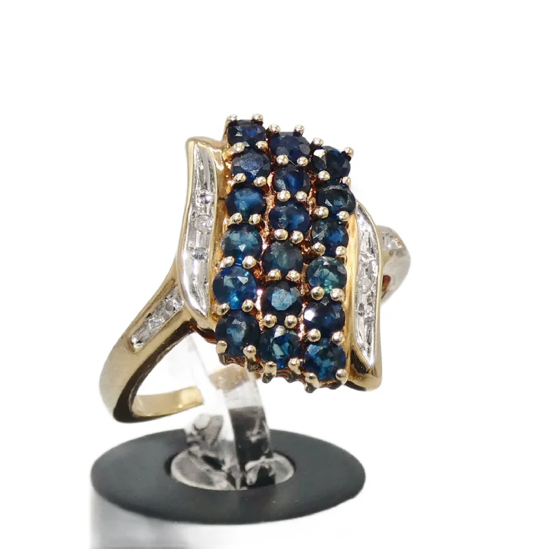 Whimsical Band Rings -14K Gold Ring with Sapphires & Diamonds