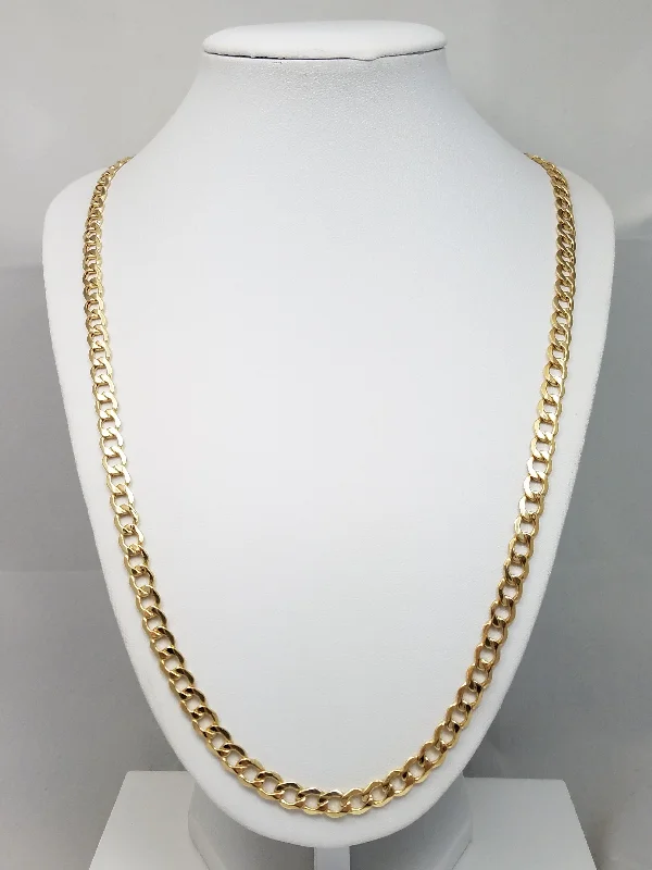 Ladies Necklaces for Scholars-New! Exceptional 24" Hollow 14k Yellow Gold Curb Link Chain Necklace