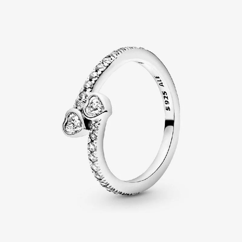 Heavy Duty Rings -PANDORA : Two Sparkling Hearts Ring