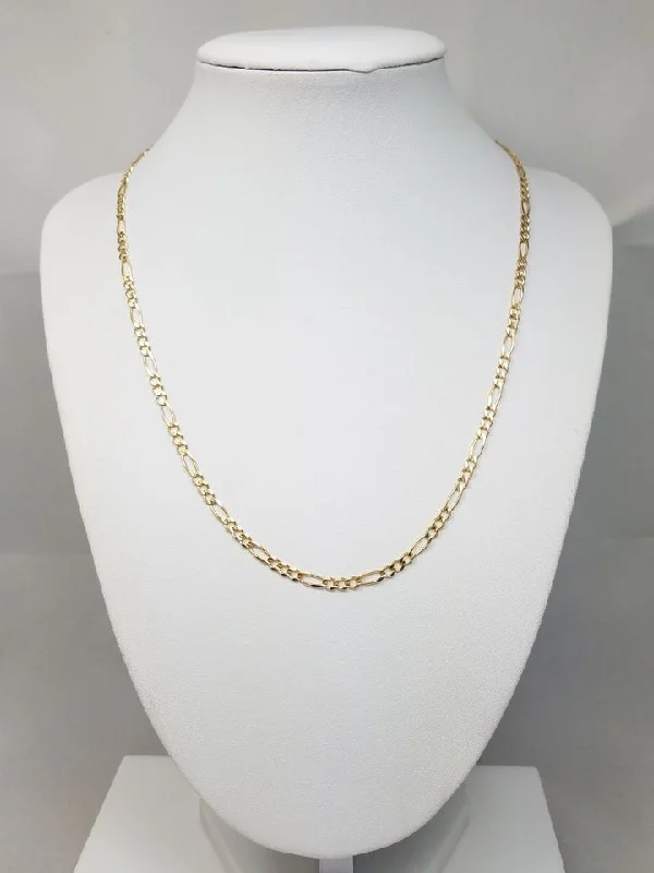 Ladies Necklaces with Globe Drop-Classic 14k Yellow Gold Solid 18" Figaro Link Chain Necklace