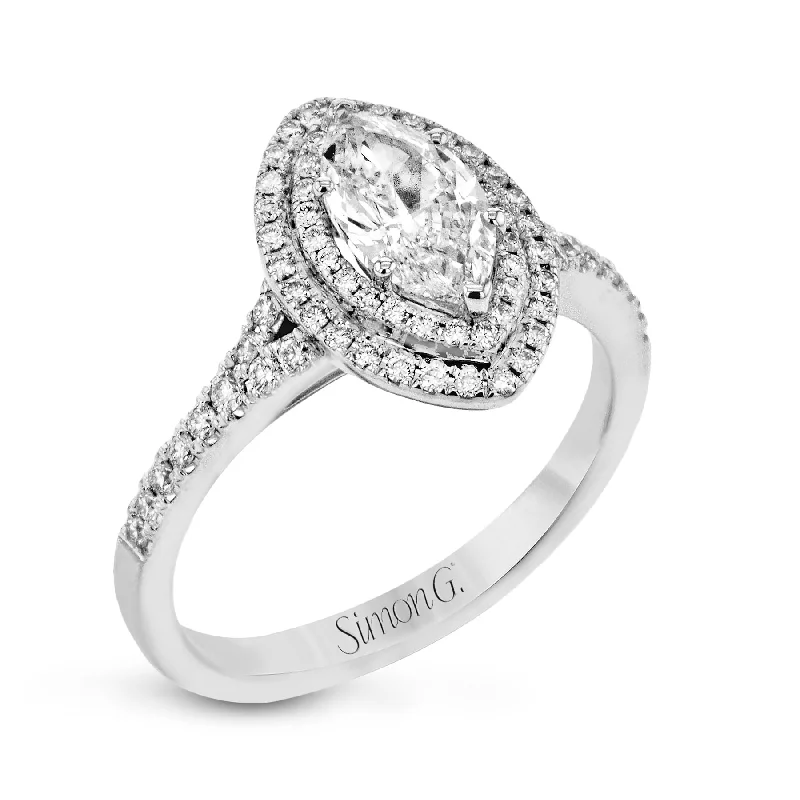 Engraved Engagement Rings -Marquise-Cut Double-Halo Engagement Ring In 18k Gold With Diamonds MR2884-MQ