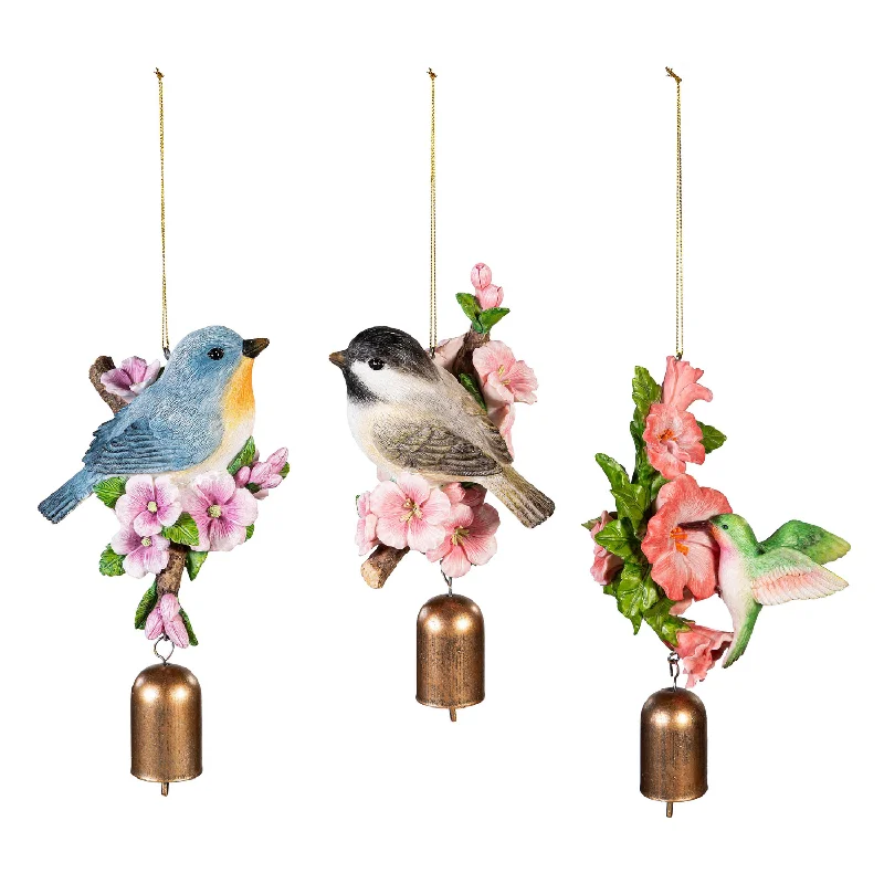 Affordable Fashion Rings -6" Garden Bell Spring Resin Bird