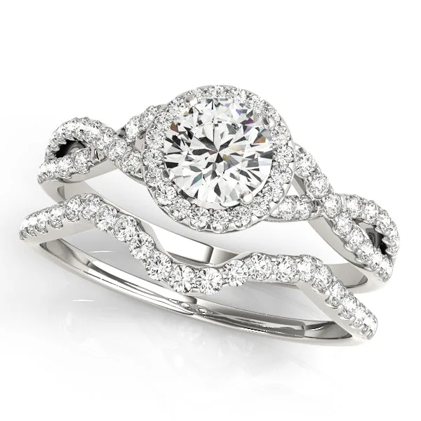 Serenity Engagement Rings -14k Halo Engagement Ring Set