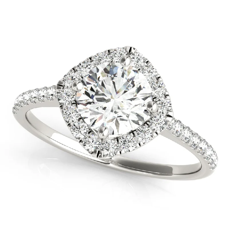 Spinner Engagement Rings -14K Halo Round Center Cushion Engagement Ring