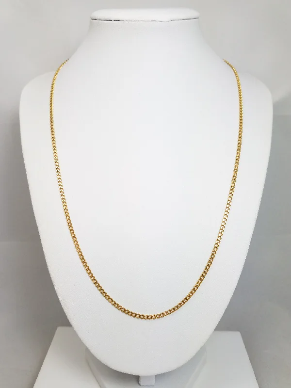 Ladies Necklaces Trendy Vibes-Solid Curb Link 21" 18k Yellow Gold Necklace