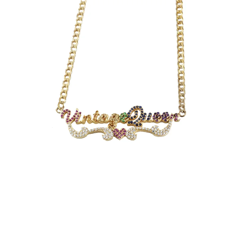 Ladies Necklaces with White Colemanite-THE MULTI-COLOR CLASSIC NAME NECKLACE